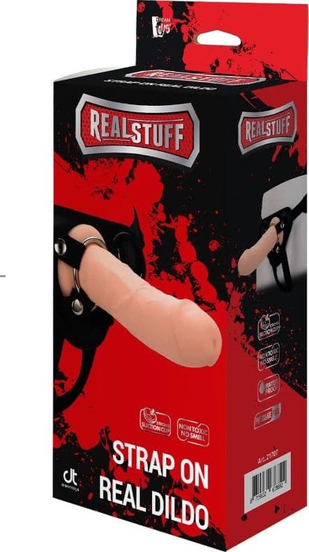 Strap on morbido 21 x 6,3 cm con venature stimolanti silicone TPR strapon Realstuff - 4