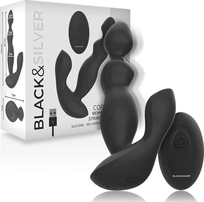 Cora remote strap on vibrazioni morbido silicone nero strapon - 7