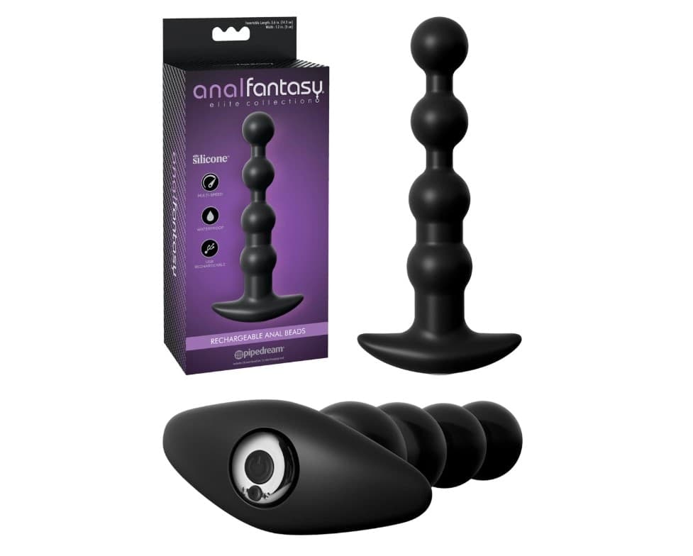 Plug Anale a perle progressive vibrazioni ricaricabile USB silicone 17 cm circa - 2