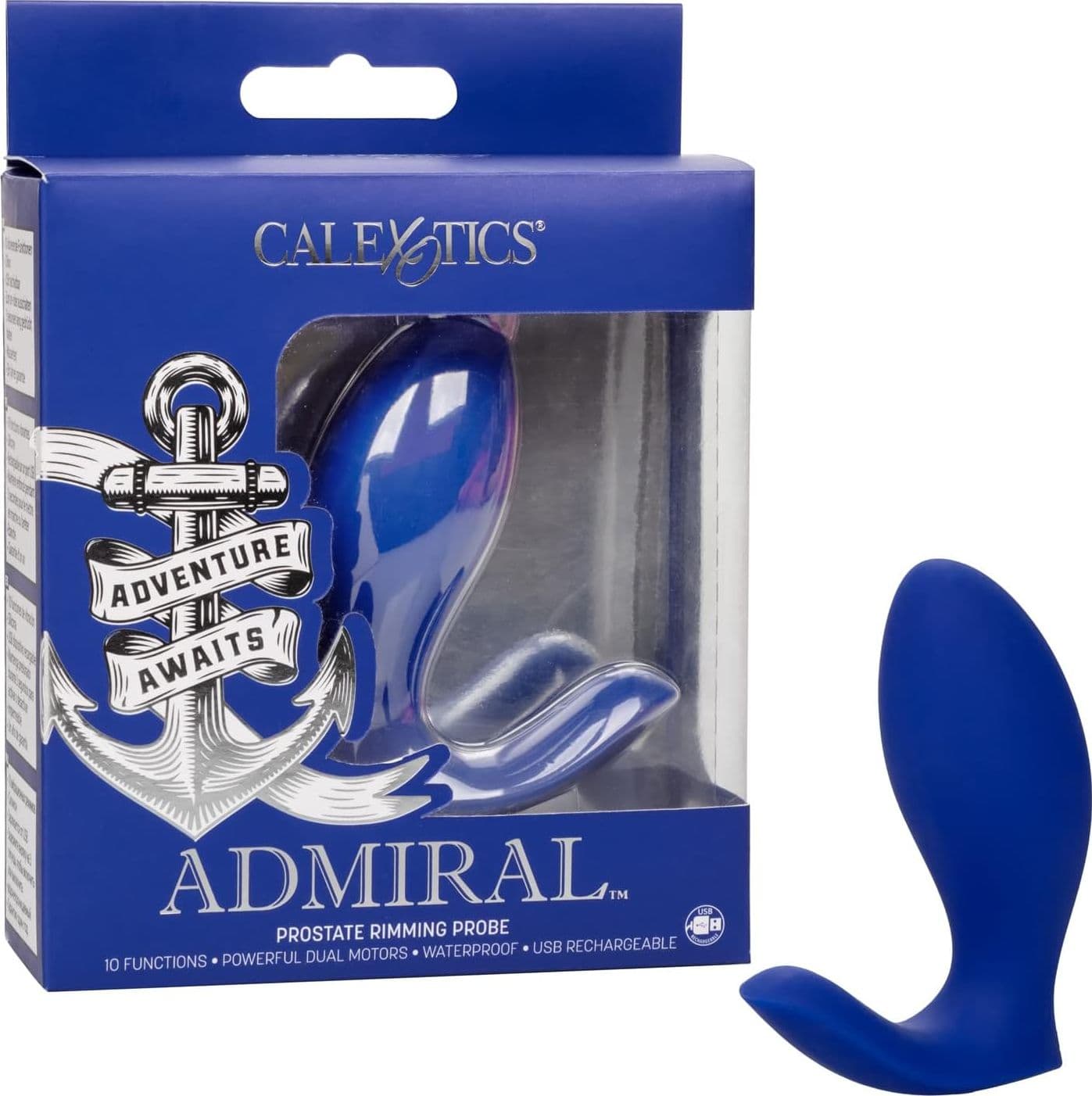 CalExotics Admiral Prostate Rimming Probe Vibratore Prostata USB Blu - 7