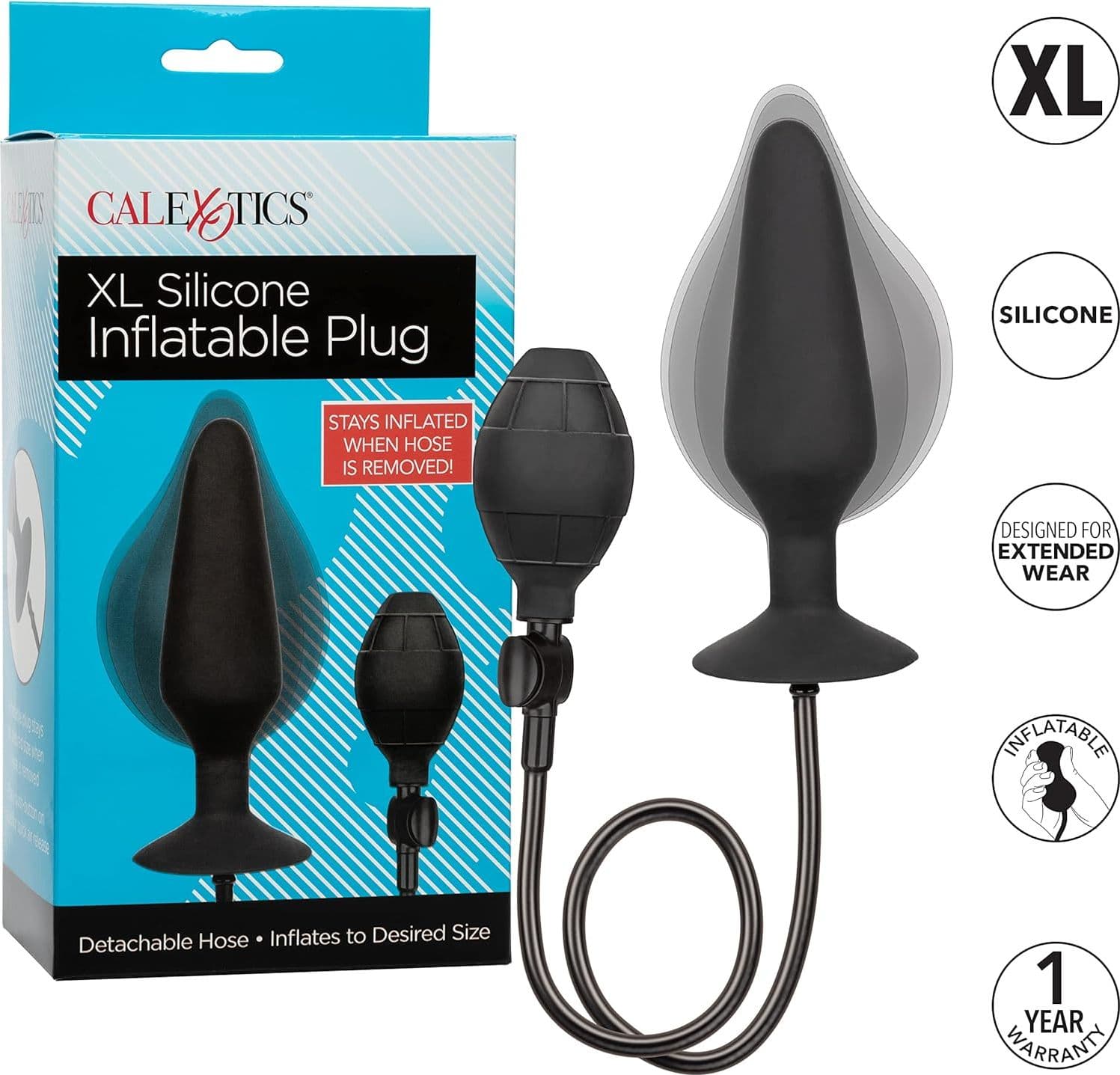 Plug anale XL gonfiabile pesante indossabile stimolatore prostata extra Grande Calexotics - 7