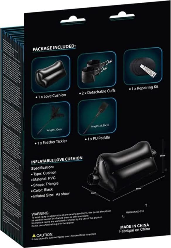 Cuscino bondage con manette gonfiabile portatile nero Dark Magic PVC resistente - 2