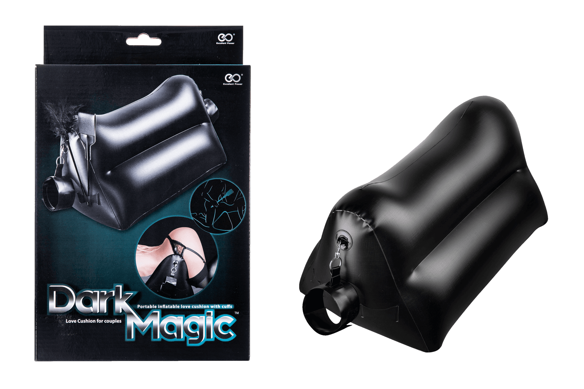 Cuscino bondage con manette gonfiabile portatile nero Dark Magic PVC resistente - 3