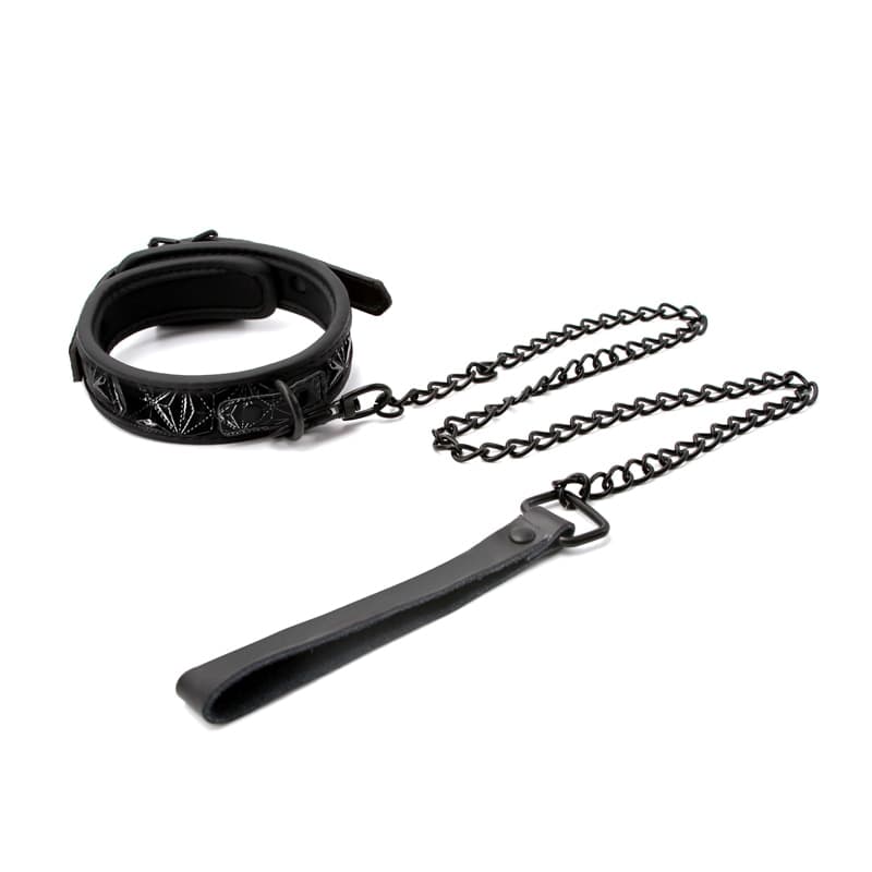Collare con guinzaglio Sinful nero catena Ns Novelties in vinile - 4
