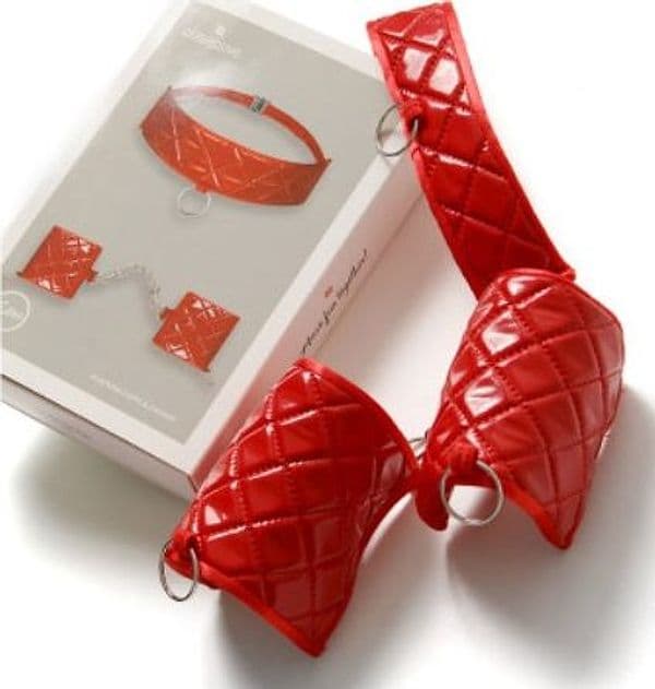 Obsessive Collare e manette rosso Cuffs & Choker Roleplay - 2