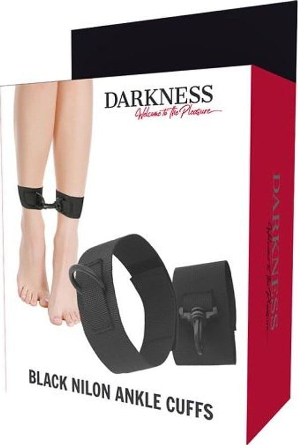 Cavigliere nylon piedi bondage Darkness nero regolabili fetish bdsm
