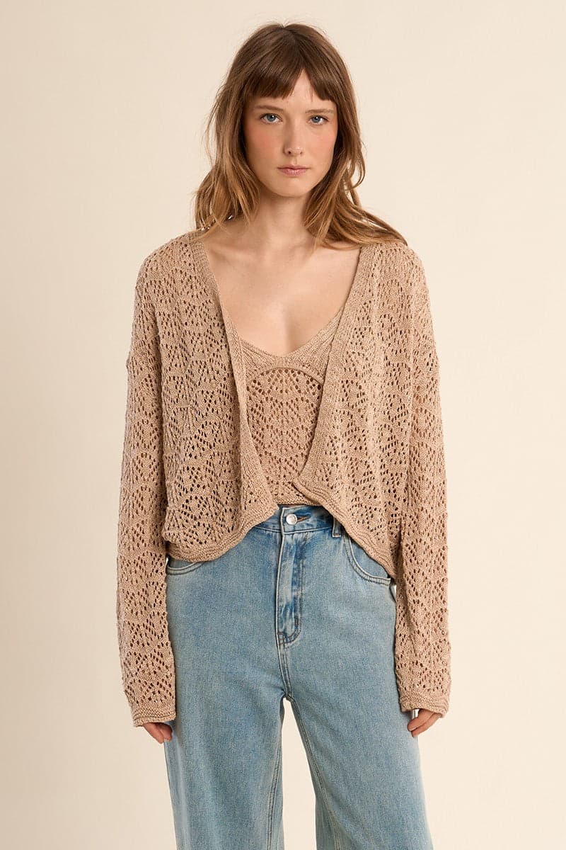 Cardigan in maglia traforata Motivo etnico in Canotte Kanal 32 - Santa Maria di Licodia, commercioVirtuoso.it