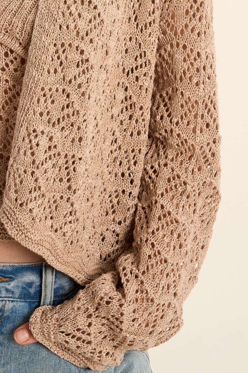 Cardigan in maglia traforata Motivo etnico - 5