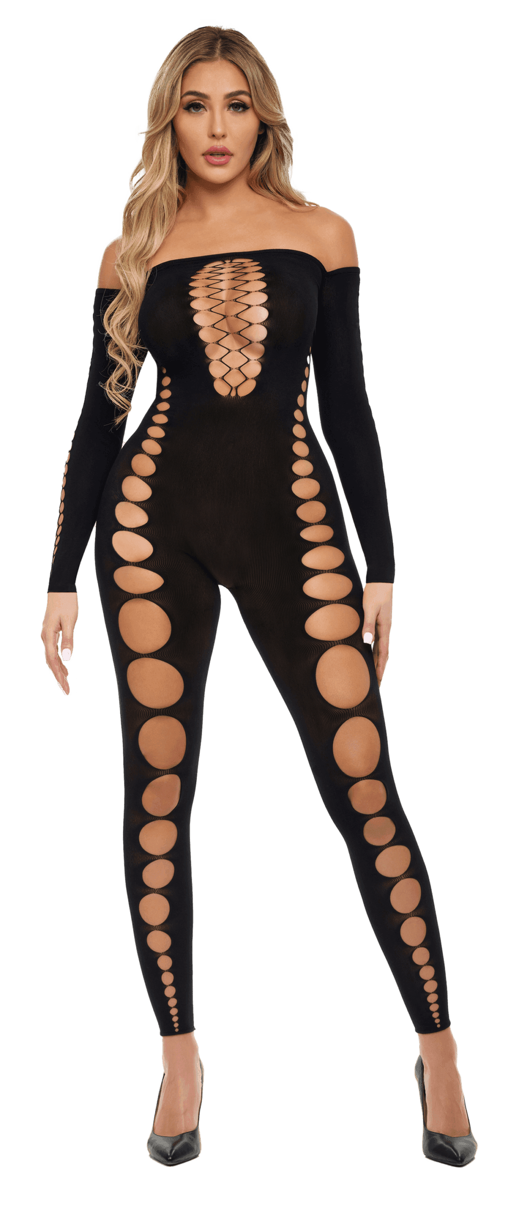 Sexy Tutina Premium Bodystocking Catsuit One Size taglie comode intimo rete nera in prodotto Erosdom - Palmi, commercioVirtuoso.it