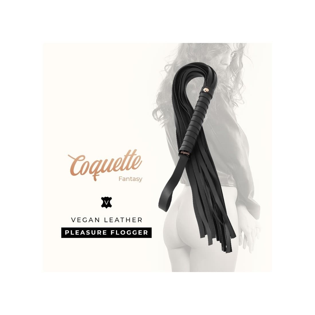 Frustino sexy flogger nero pelle PU Coquette frusta ottima qualità bondage BDSM - 5