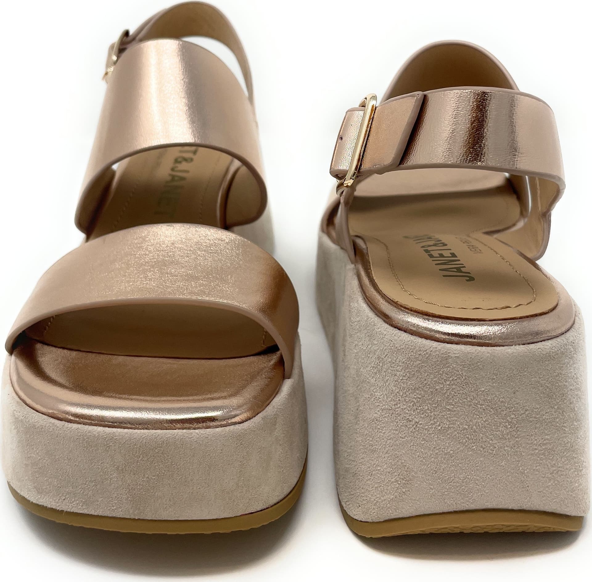 Janet & Janet sandali donna in pelle e camoscio platino J 384 - 3