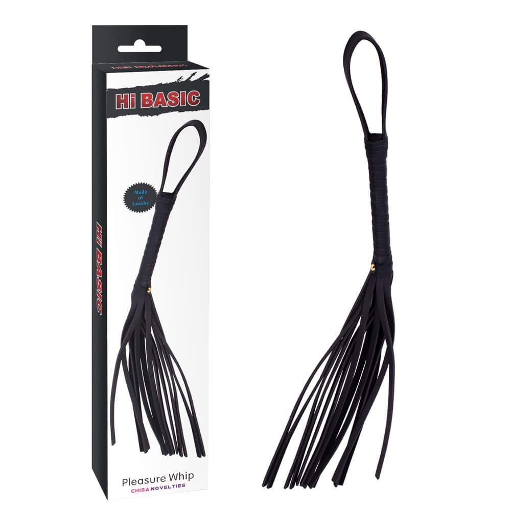 Frusta Pleasure Whip Frustino sexy nero pelle PU ottima qualità bondage BDSM 45 cm circa