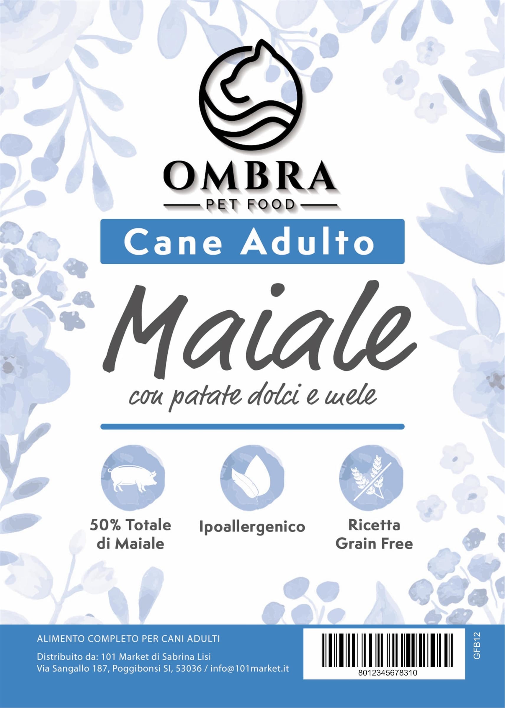 Croccantini OMBRA Grain Free per Cane adulto Maiale con patate dolci e mele 6kg