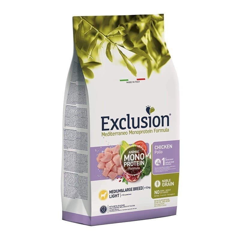 Exclusion Monoprotein Light Cani Adulti Medium&Large Breed pollo