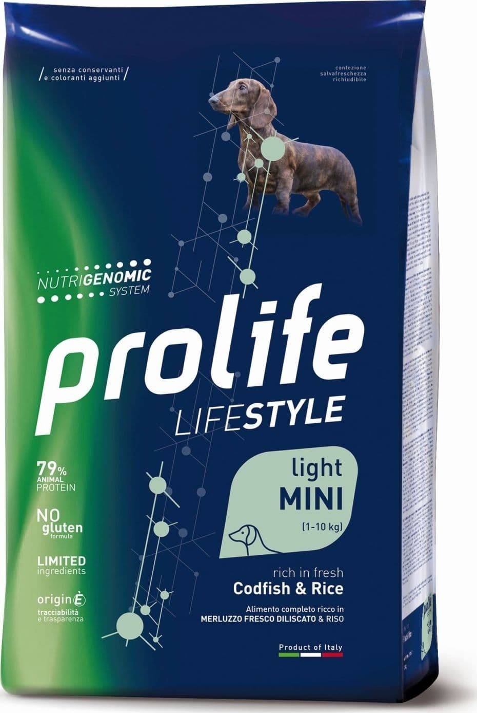 Prolife Lifestyle mangime secco Light Cani Adulti Mini merluzzo e riso 2 kg