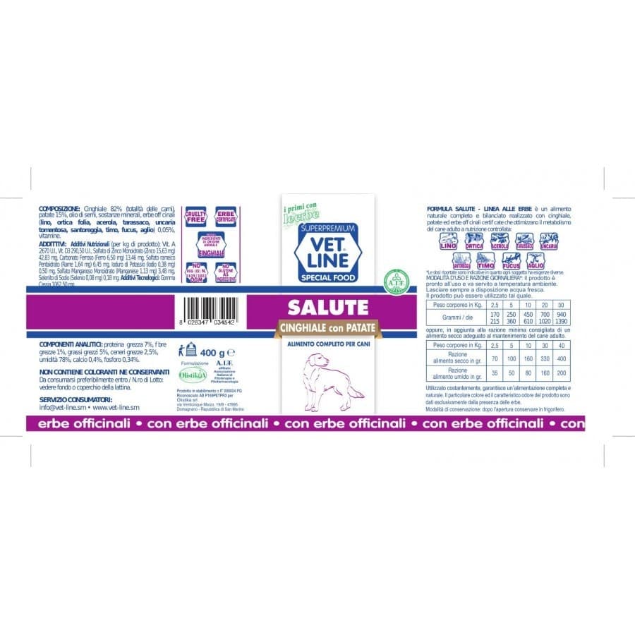 Vet Line mangime umido Cani linea Salute Cinghiale e Patate 400 gr - 3