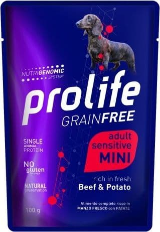 Prolife Grain Free mangime umido Cani Adulti Mini manzo e patate 100 gr