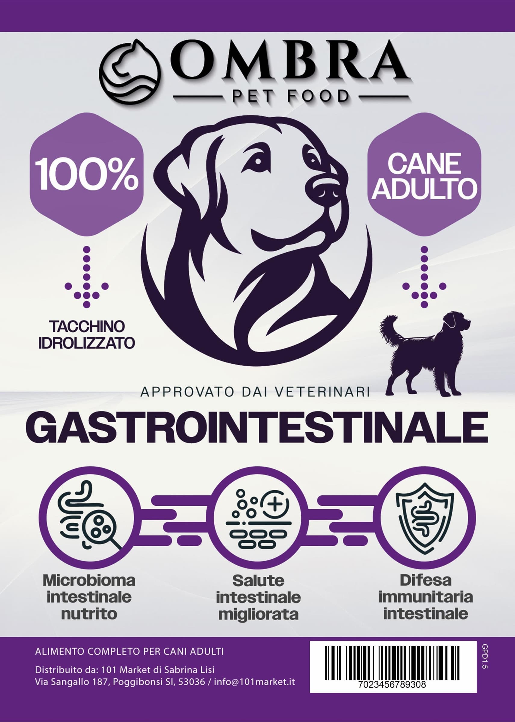 Croccantini OMBRA Peptide+ per Cane adulto Gastrointestinale cura digestiva 1,5kg