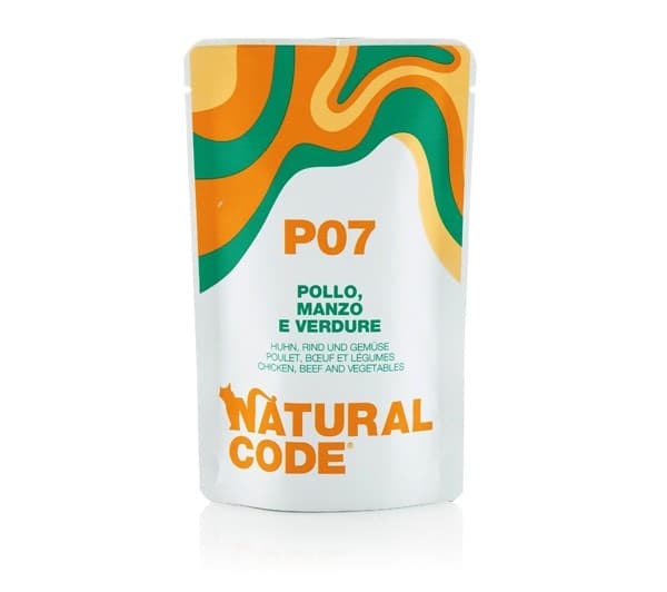 Natural Code Bustina P07 Pollo Manzo e Verdure per Gatti Adulti 70gr