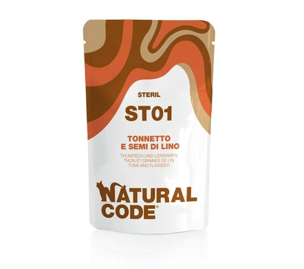 Natural Code Bustina ST01 Tonnetto e Semi di Lino per Gatti Sterilizzati 70gr