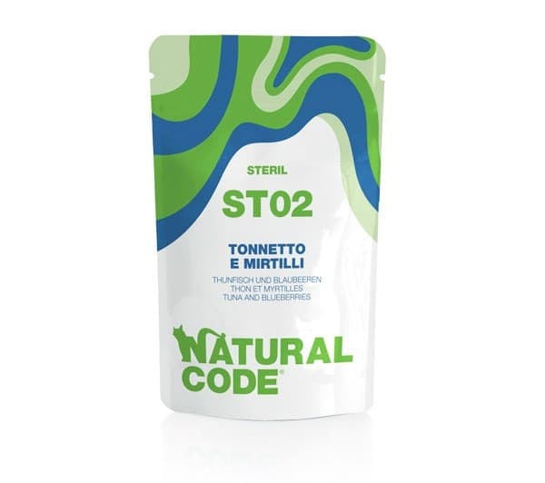 Natural Code Bustina ST02 Tonnetto e Mirtilli per Gatti Sterilizzati 70gr