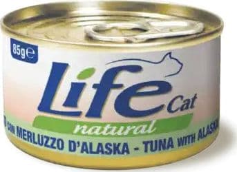 Life Cat Natural Scatoletta Tonnetto con Merluzzo d'Alaska per Gatti 85gr