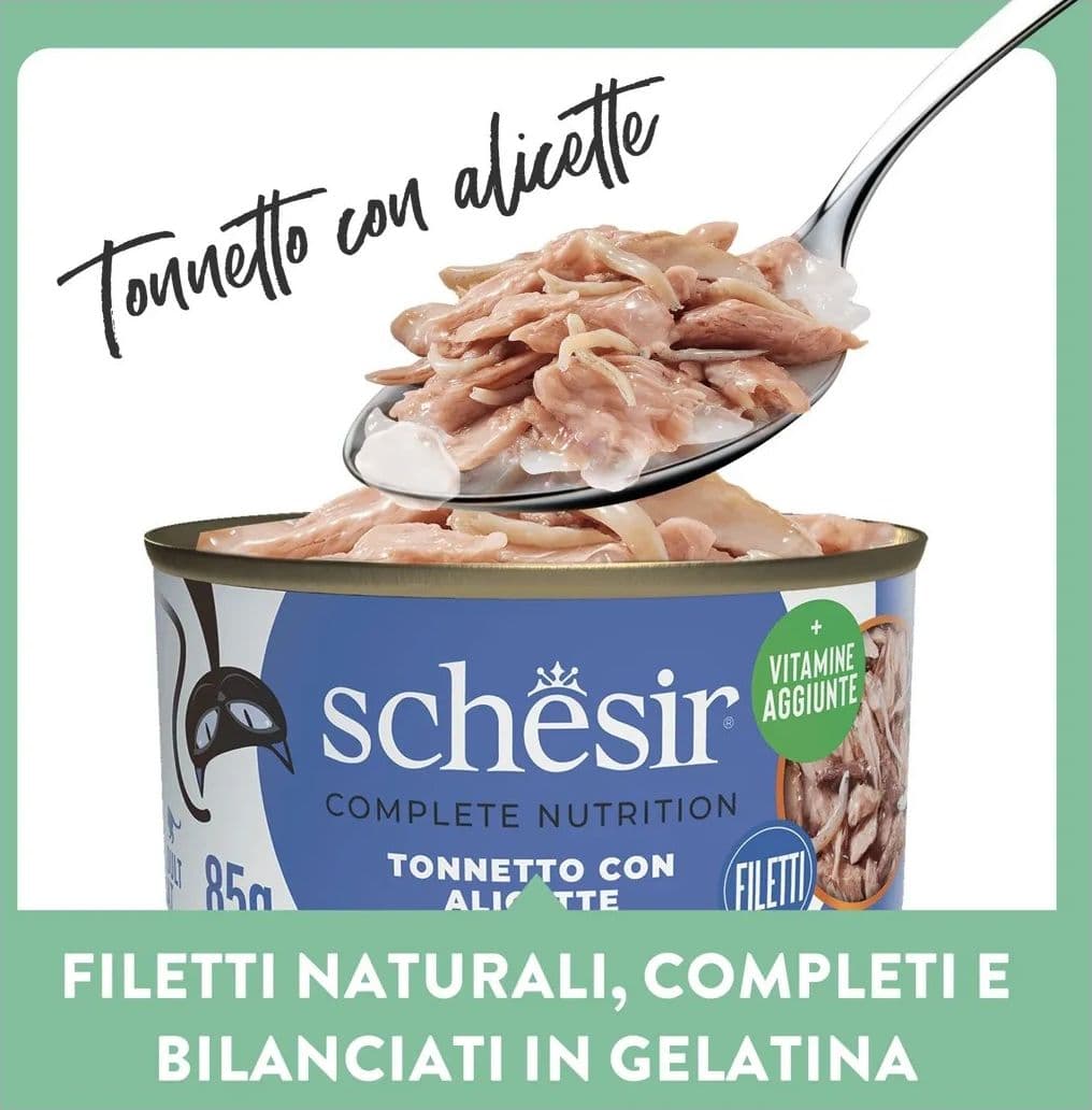 Schesir Complete Nutrition gatto tonnetto con alicette in gelatina alimento completo umido multipack 6x50gr - 2