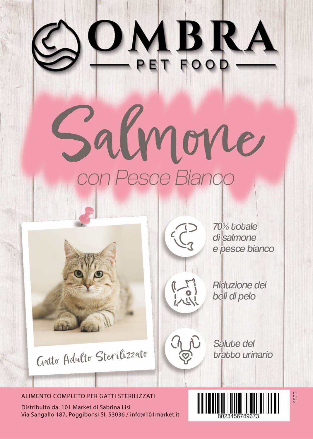Croccantini OMBRA Cat per Gatto adulto sterilizzato con Salmone e Pesce Bianco 1.5kg