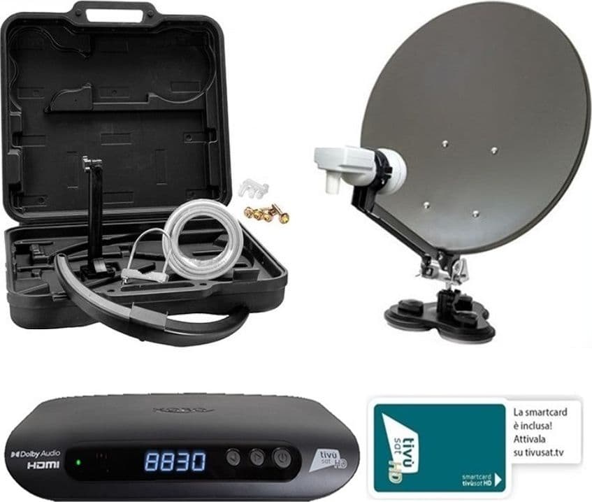 Kit Parabola da viaggio XORO MCA 38 HD con decoder XORO HRS 8830 DVB-S2 e Tessera Tivusat HD - 10