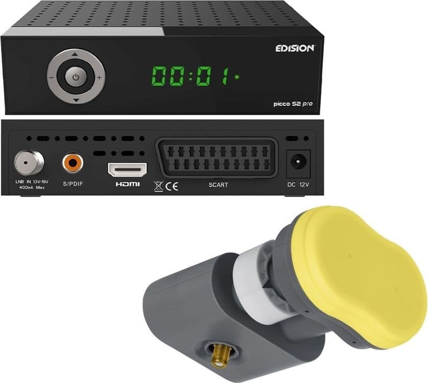 Decoder Edision PICCO S2 PRO PRO DVB-S2 H.265/HEVC Multistream FULL HD Wifi ed LNB Monoblocco Single 3 4 gradi per la ricezione in chiaro dei canali digitale terrestre via satellite - 8