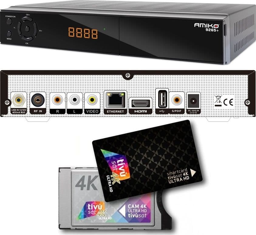 Decoder Amiko 9265+ Combo 4K UHD S2+T2/C H.265 Slot Common Interface con CAM Ci+ e Tessera Tivusat 4K ULTRA HD - 5