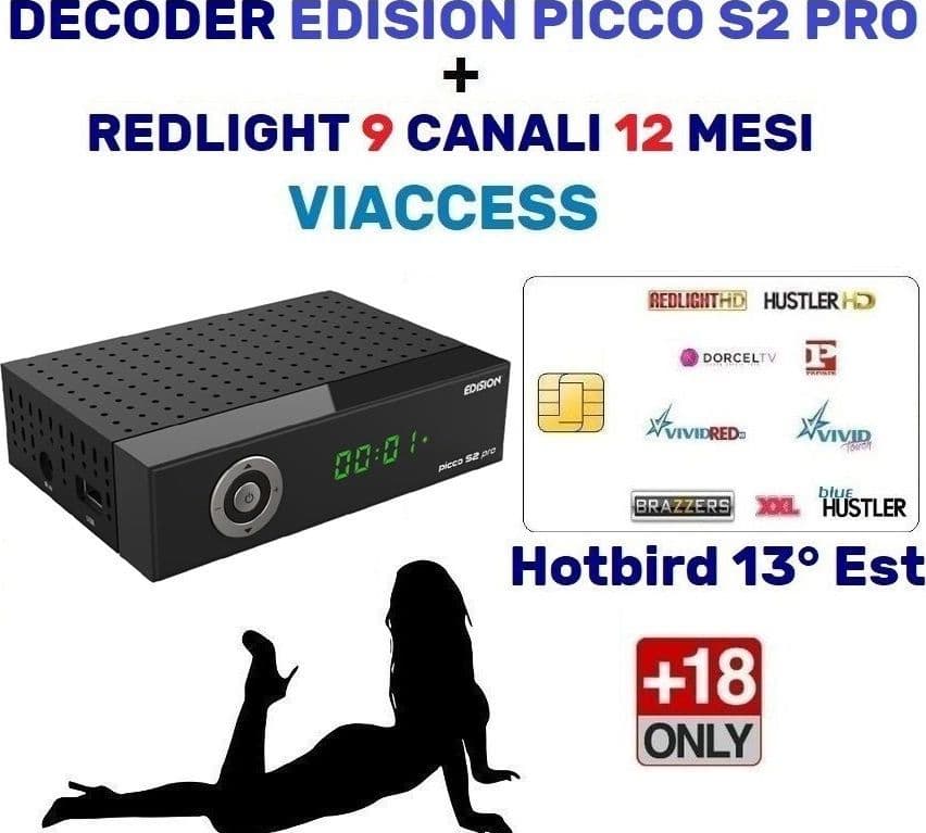 Decoder Satellitare Con Smart Card Tessera Per Adulti Viaccess Abbonamento Redlight Elite 9 Canali Hotbird 12 Mesi - 1