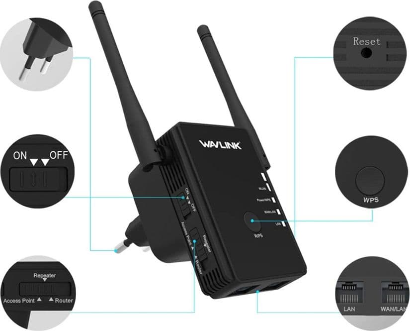Ripetitore WiFi Access Point e Router 300Mbps Single Band 2.4 GHz Wavlink WN578R2 - 3