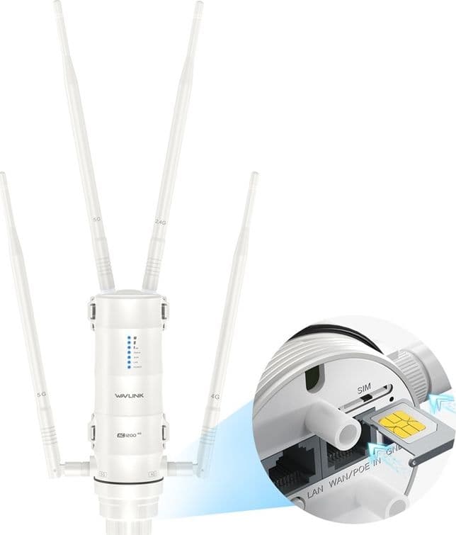 Router 4G con slot per Sim Card Access Point Wifi e Router Mesh da esterno 1200Mbps Gigabit Dual Band 2.4/5 GHz Wavlink-WN572HE4 - 12