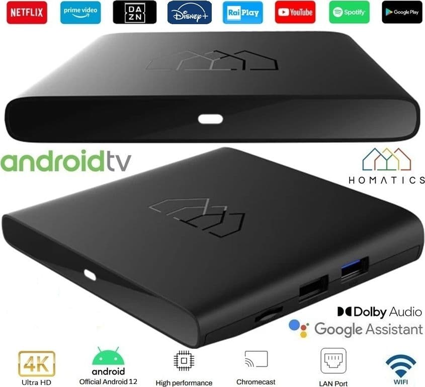 Homatics BOX Q 4K 2/8GB Android TV 12 certificato Google