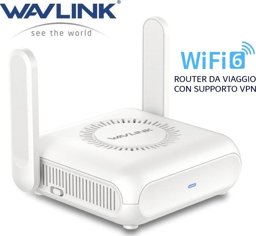 Router da viaggio Wifi 6 Dual Band 2.4/5 GHz con supporto VPN Wavlink WNT100X3