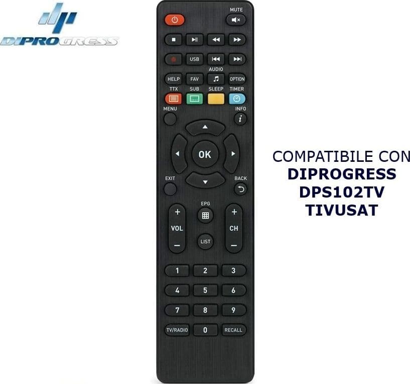 Telecomando compatibile DIPROGRESS DPS102TV Tivusat