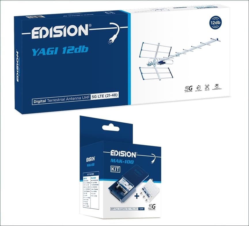 Kit Completo Antenna Tv da Esterno Per Digitale Terrestre Con Amplificatore da Palo 25dB con cavo - 2