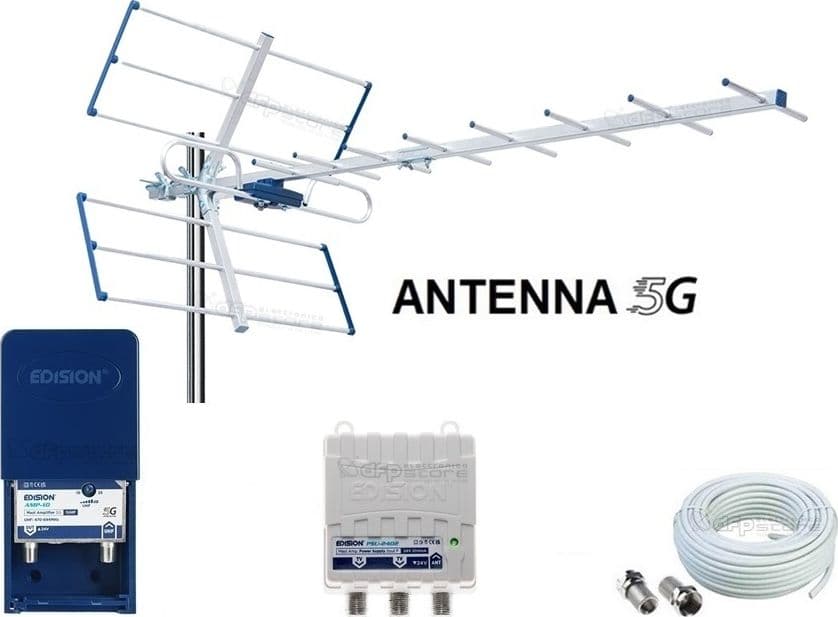 Kit Completo Antenna Tv da Esterno Per Digitale Terrestre Con Amplificatore da Palo 25dB con cavo - 3