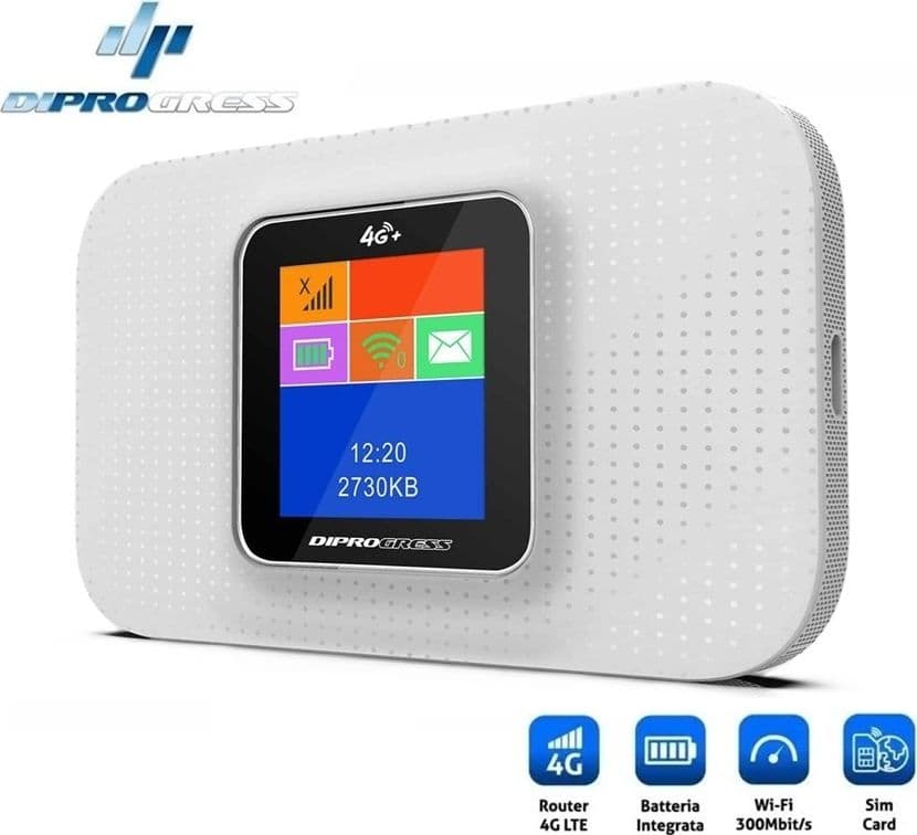 Mini Router portatile Wi-Fi 4G/LTE con slot SIM Card e batteria al litio integrata ricaricabile DIPROGRESS DPWR4G02