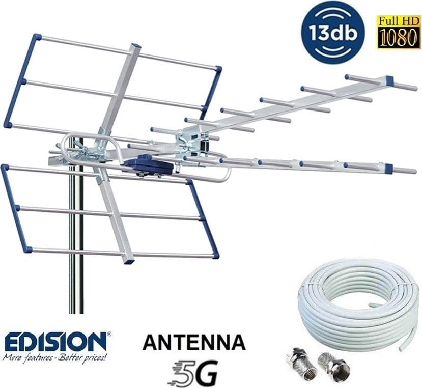 Antenna Digitale Terrestre Banda UHF CH 21-48 con Filtro 5G LTE YAGI V 13db