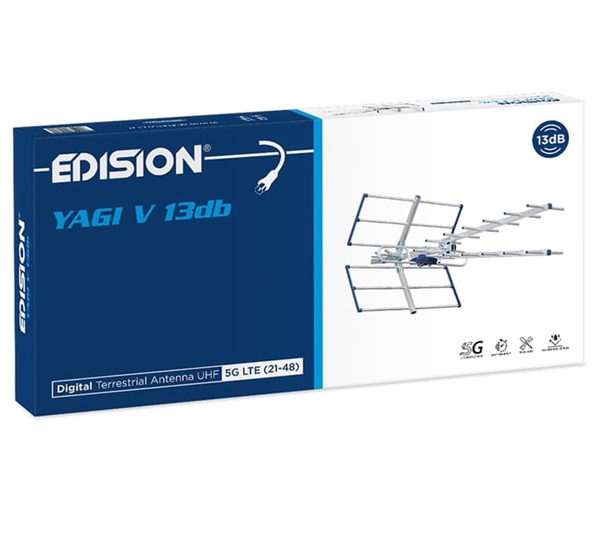 Antenna Digitale Terrestre Banda UHF CH 21-48 con Filtro 5G LTE YAGI V 13db - 4