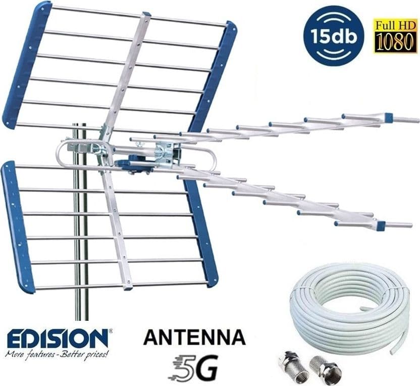 Antenna Digitale Terrestre Banda UHF CH 21-48 con Filtro 5G LTE YAGI V 15db