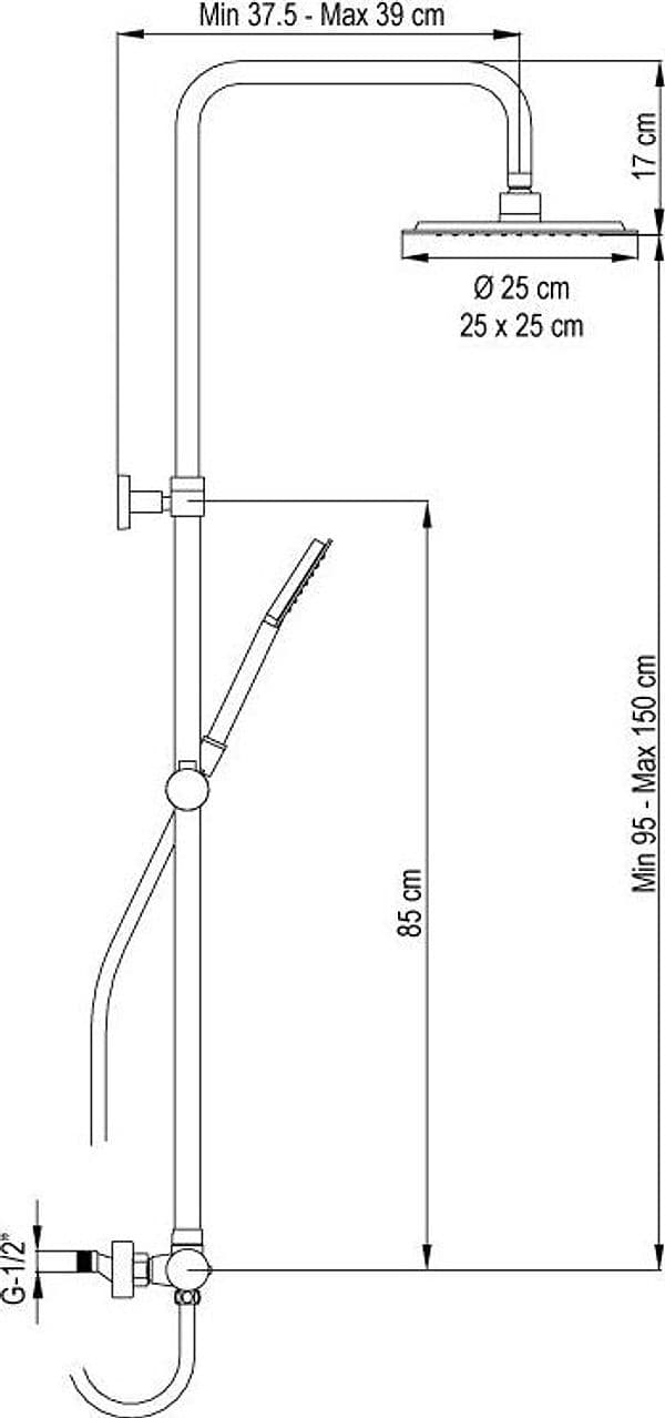 Colonna doccia con termostatico,set doccia nero opaco, stile tondo - 2
