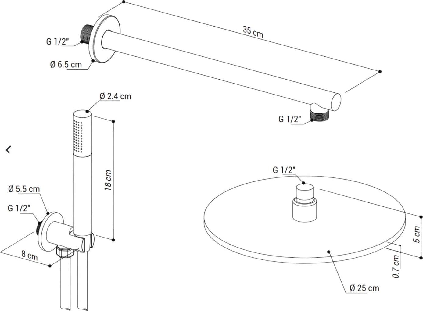Kit completo doccia design tondo satinato - 3