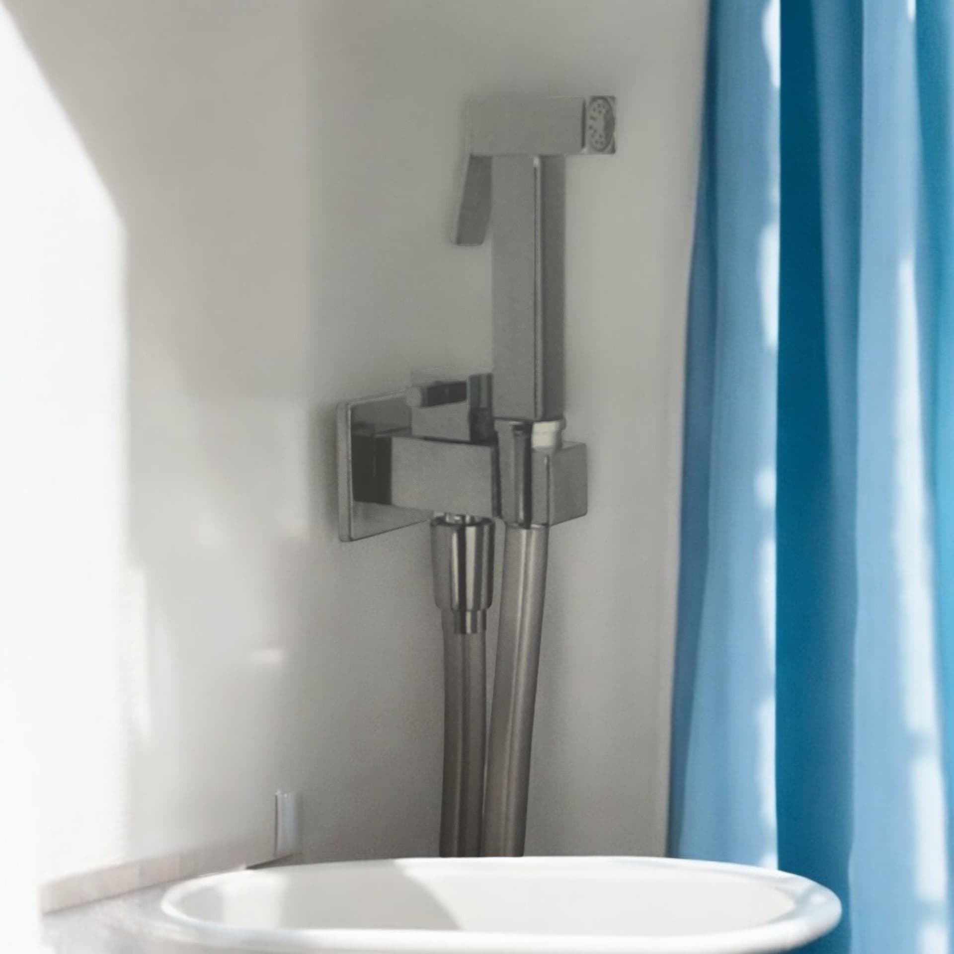 Kit doccetta per wc quadrato completo in ottone con rubinetto - 2