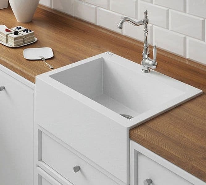 Lavello a Vasca Singola 63x49 cm | Ceramica Moderna, Sifone Salvaspazio Incluso - 2