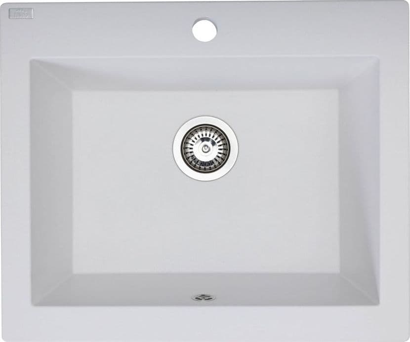 Lavello a vasca singola con grembiule – lavello ceramica 63×49 cm, sifone salvaspazio incluso