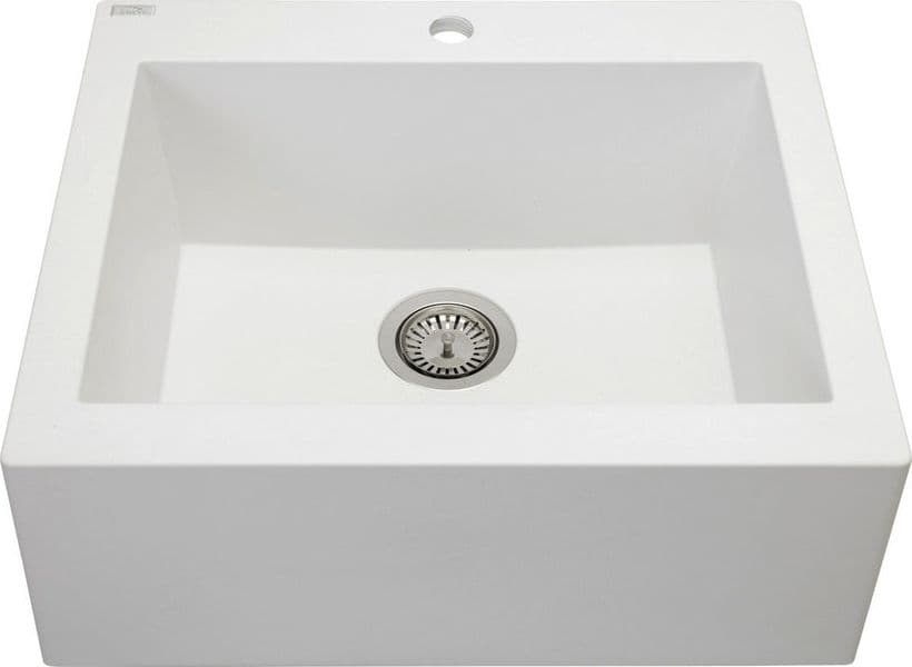 Lavello a vasca singola con grembiule – lavello ceramica 63×49 cm, sifone salvaspazio incluso - 2