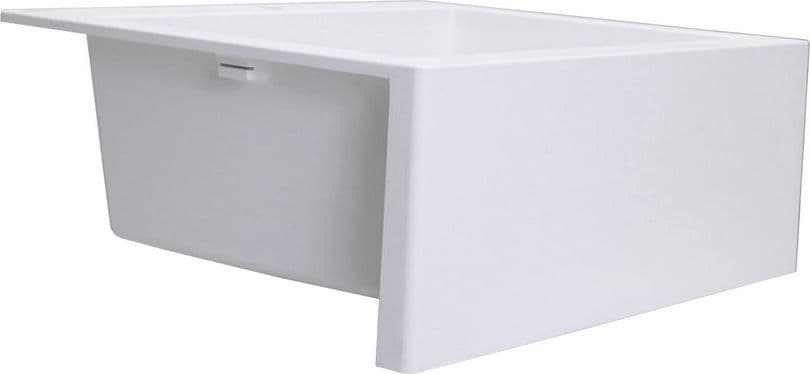 Lavello a vasca singola con grembiule – lavello ceramica 63×49 cm, sifone salvaspazio incluso - 4